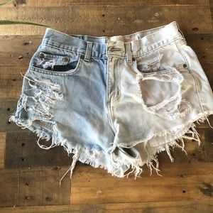 Handmade destroyed jean shorts! Fit like a 28